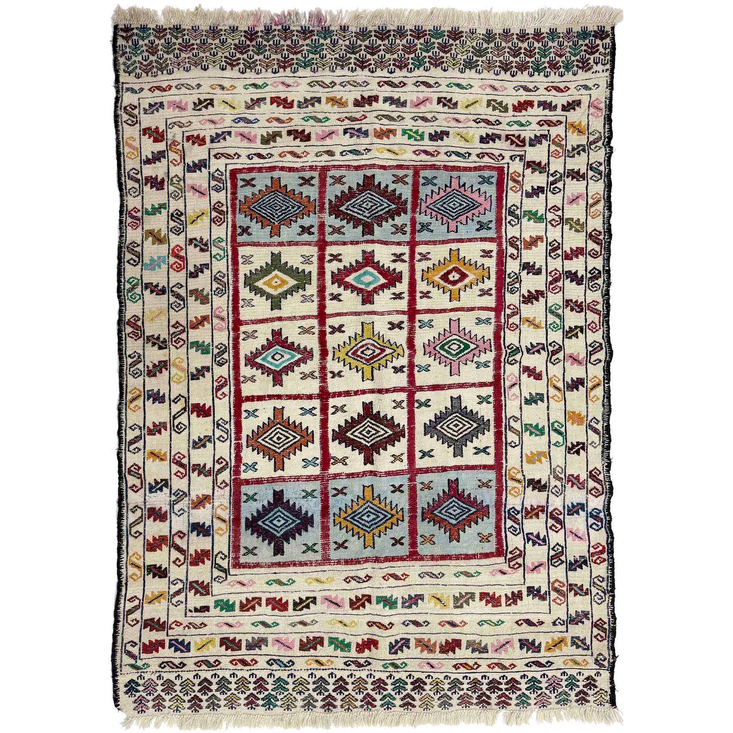 Handmade Soumak Kelim 4' 5" x 6' 1" ft / 135 x 185 cm - No. B36527