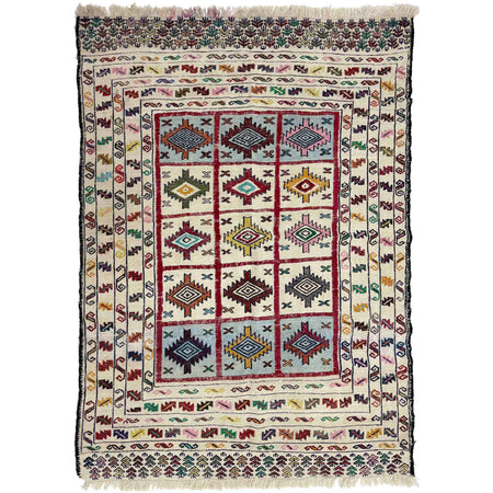 Handmade Soumak Kelim 4' 5" x 6' 1" ft / 135 x 185 cm - No. B36527