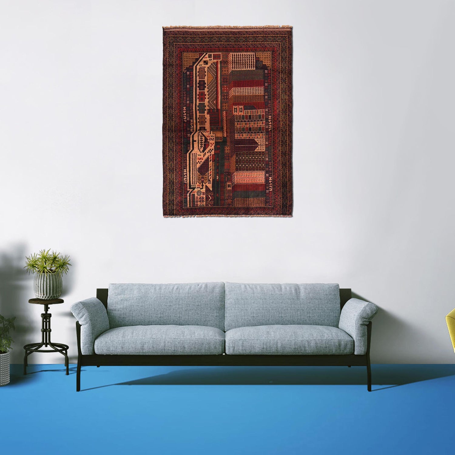 Handmade Picture Area Rug 3' 1" x 4' 4" ft / 94 x 132 cm - No. G16279