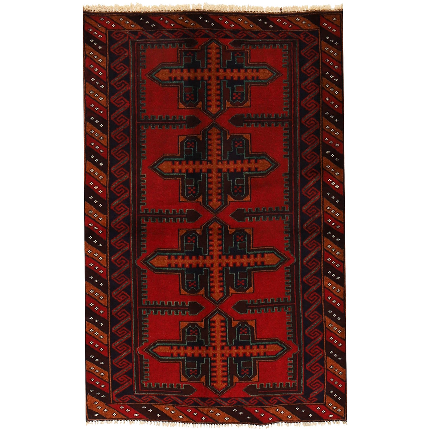 Hand Knotted Baluchi Rug 3' 0" x 4' 7" ft / 91 x 139 cm - No. G19025
