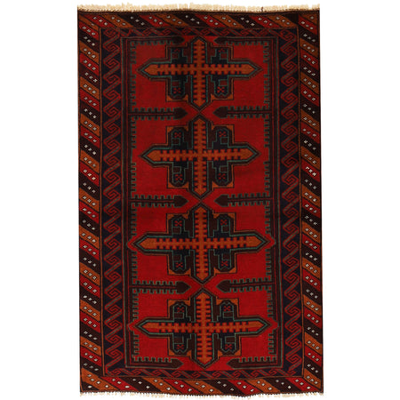 Hand Knotted Baluchi Rug 3' 0" x 4' 7" ft / 91 x 139 cm - No. G19025