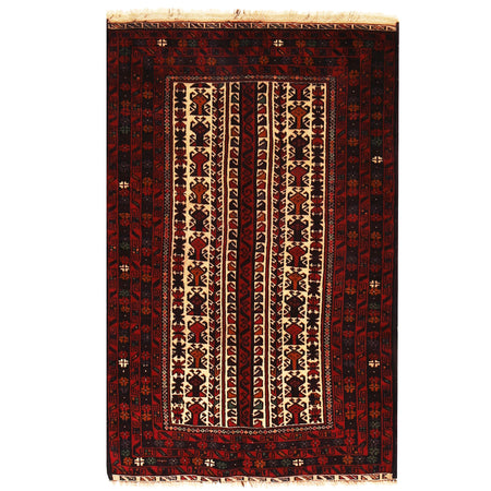 Hand Knotted Baluchi Rug 3' 2" x 4' 8" ft / 96 x 142 cm - No. G19029