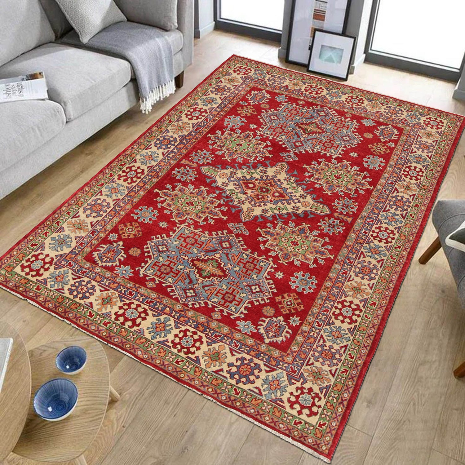 Red Kazak Rug 6' 0" x 8' 10" ft / 184 x 270 cm - No. G19823