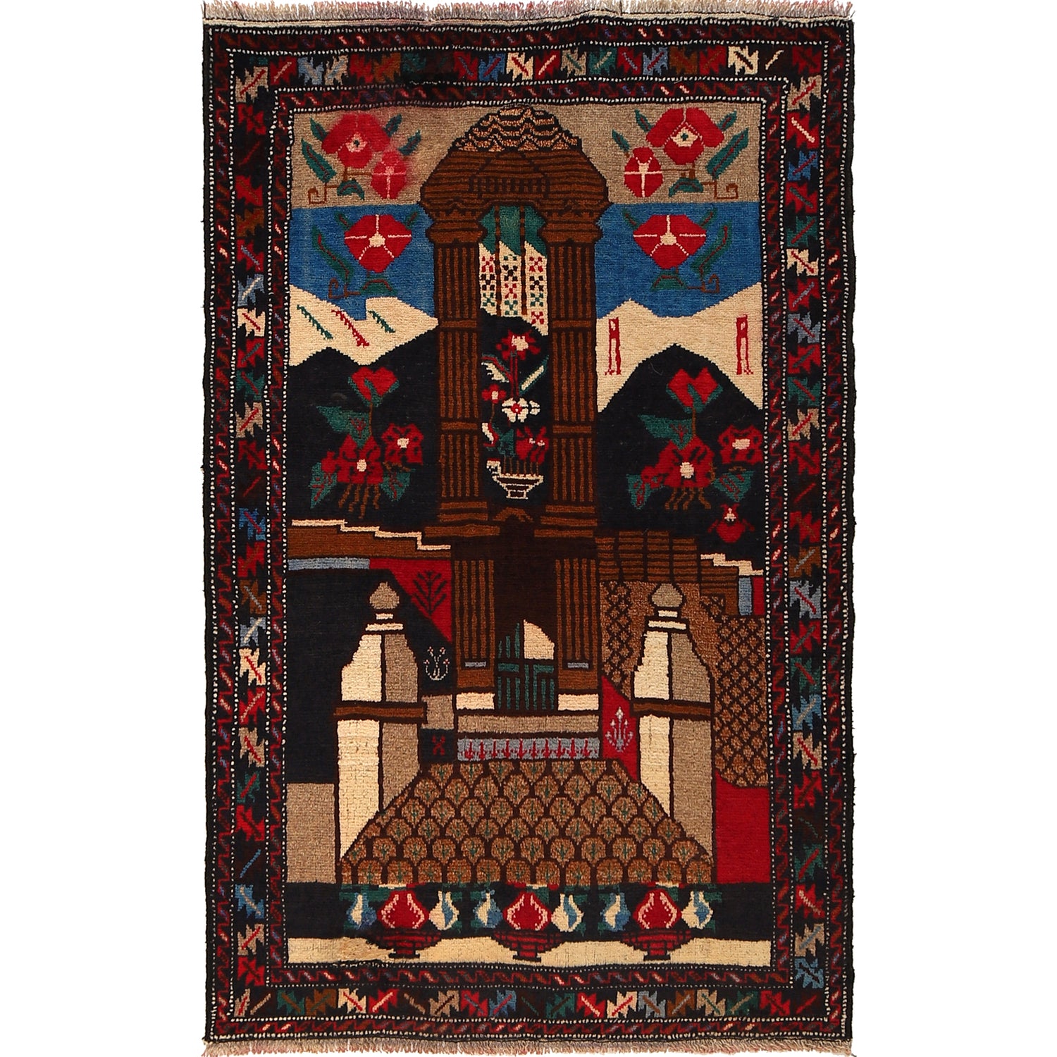 Handmade Pictorial Carpet 2' 11" x 4' 8" ft / 88 x 141 cm - No. G22013