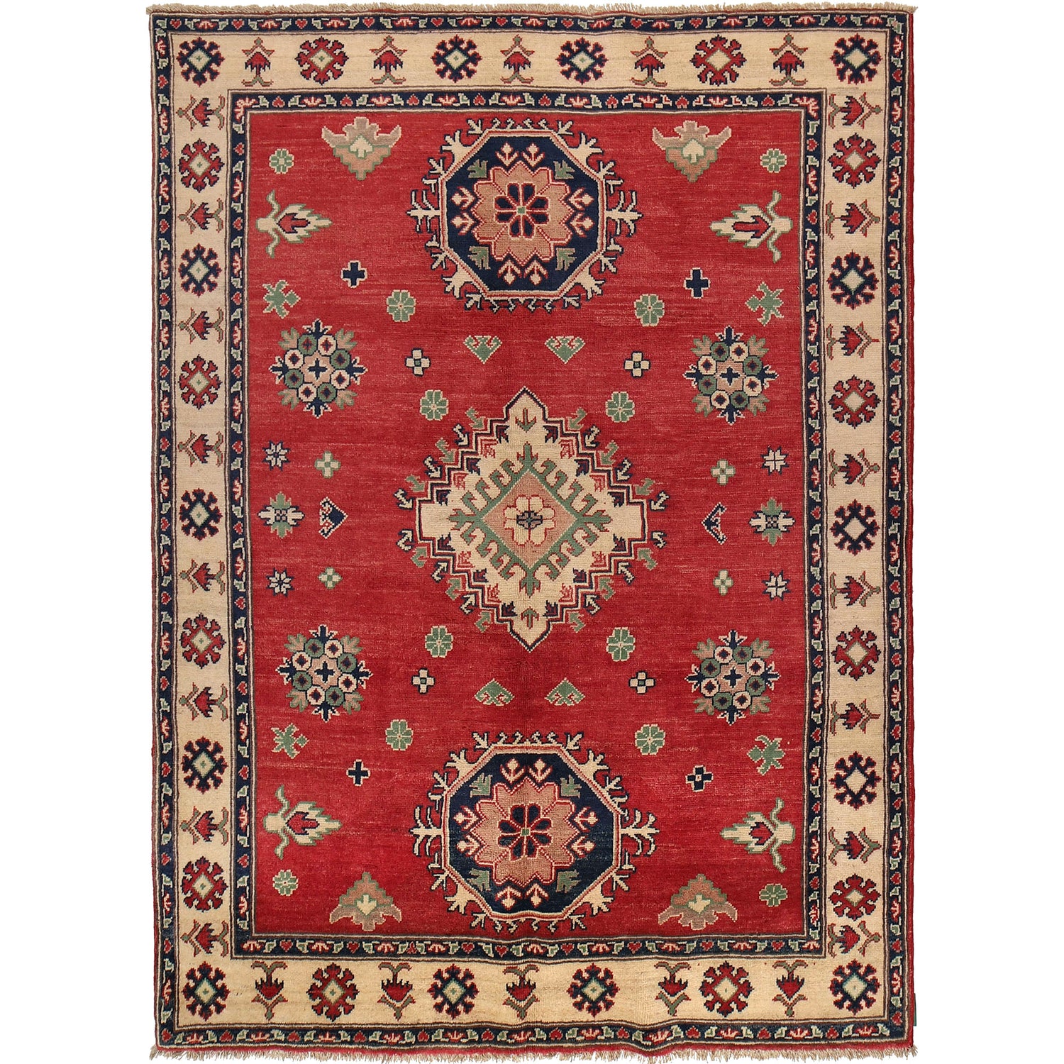 Red Color Kazak Rug 4' 10" x 6' 6" ft / 148 x 199 cm - No. G22646