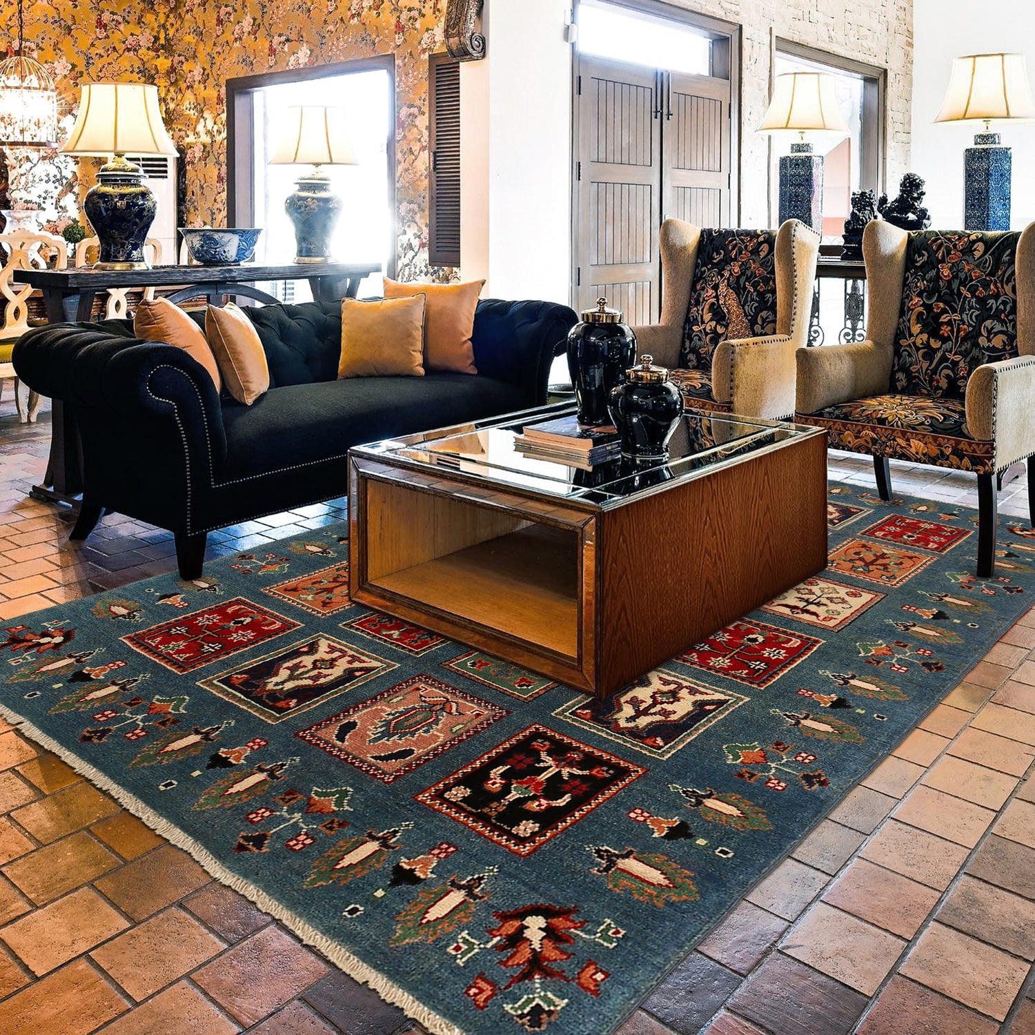 Oriental Kazak Rug 4' 0" x 5' 8" ft / 123 x 173 cm - No. G22647