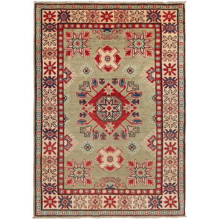 Green Color Kazak Rug 4' 0" x 6' 2" ft / 122 x 187 cm - No. G22649