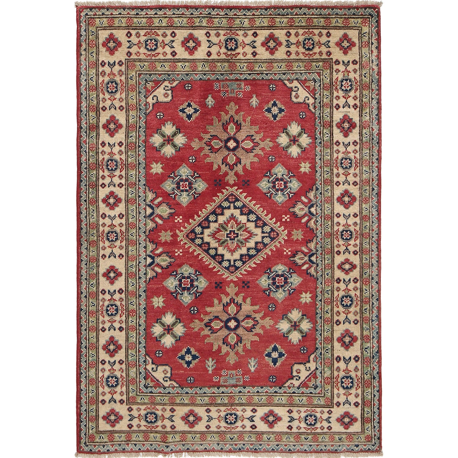 Hand knotted Kazak Carpet 3' 5" x 4' 11" ft / 104 x 149 cm - No. G22669