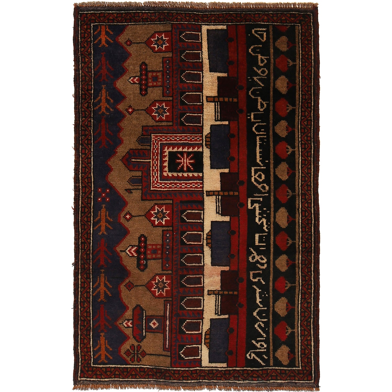 Handmade Picture Area Rug 2' 11" x 4' 6" ft / 90 x 138 cm - No. G22889