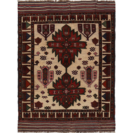 Handmade Barjista Kilim Rug 4' 1" x 5' 9" ft / 125 x 175 cm - No. G22909