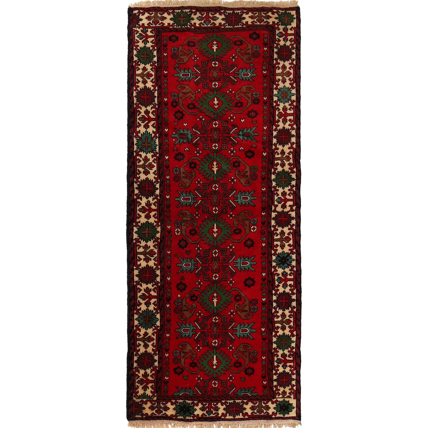 Red Bokhara Runner Rug 2' 4" x 5' 9" ft / 71 x 175 cm - No. G22929