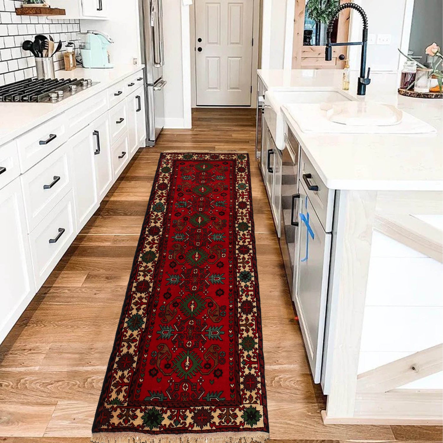 Red Bokhara Runner Rug 2' 4" x 5' 9" ft / 71 x 175 cm - No. G22929