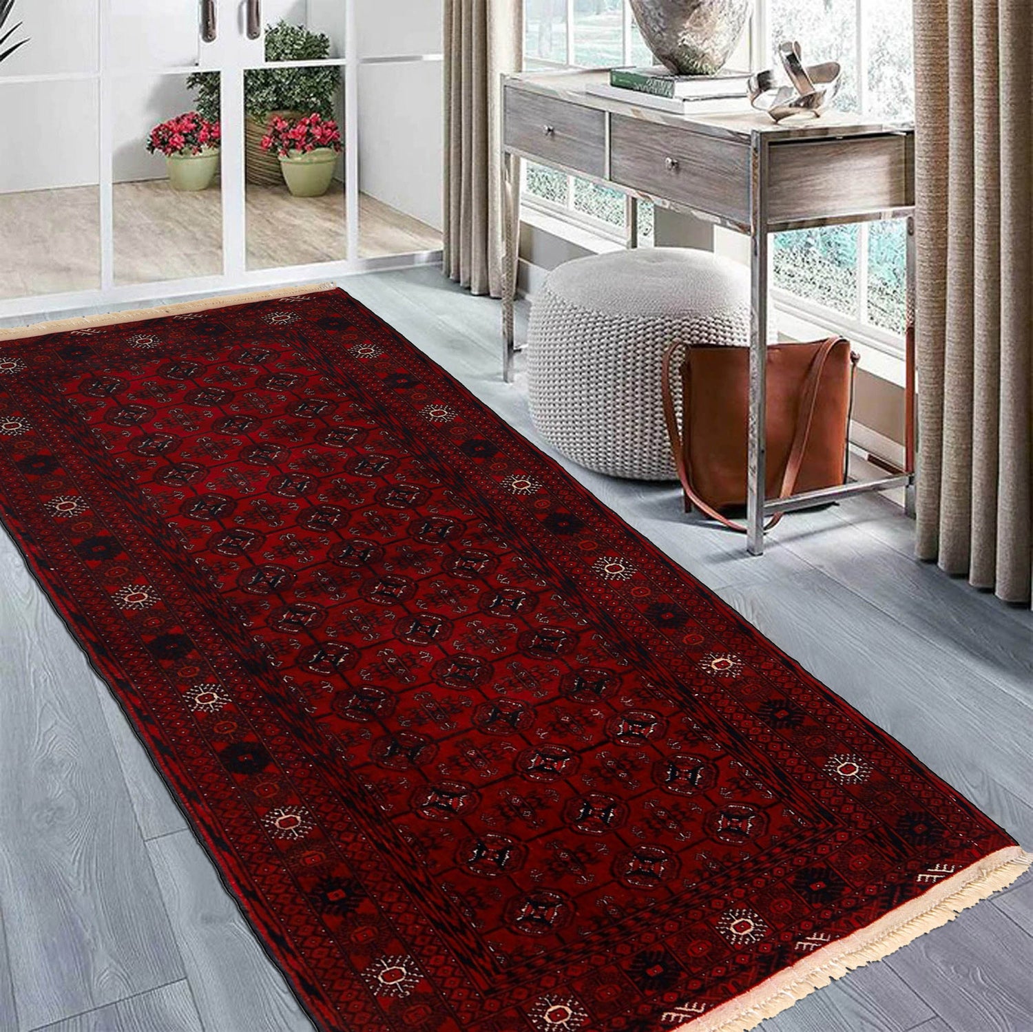 Maroon Bokhara Runner Rug 2' 11" x 5' 5" ft / 88 x 166 cm - No. G22932