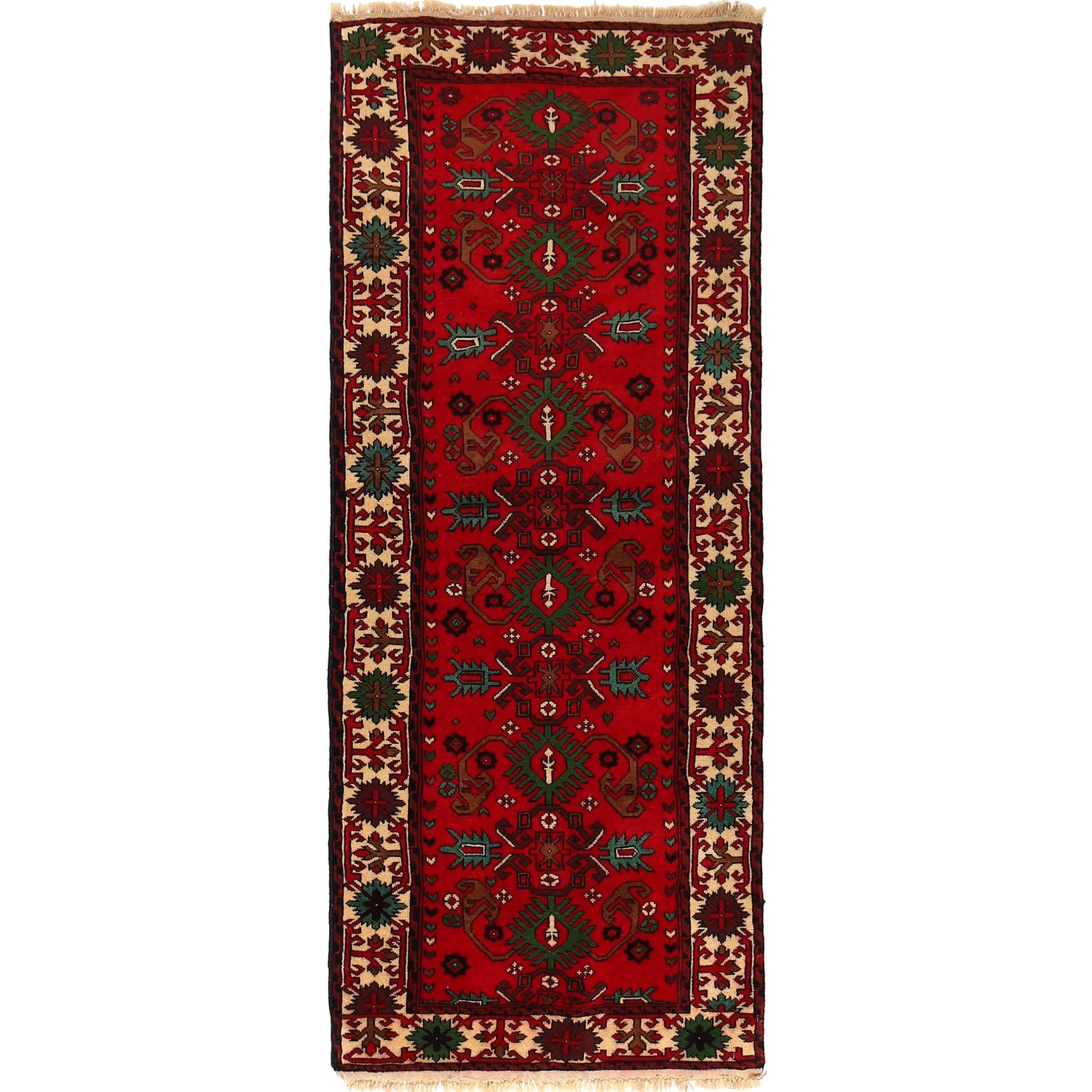 Firebrick Bokhara Runner Rug 2' 4" x 5' 8" ft / 71 x 172 cm - No. G22934