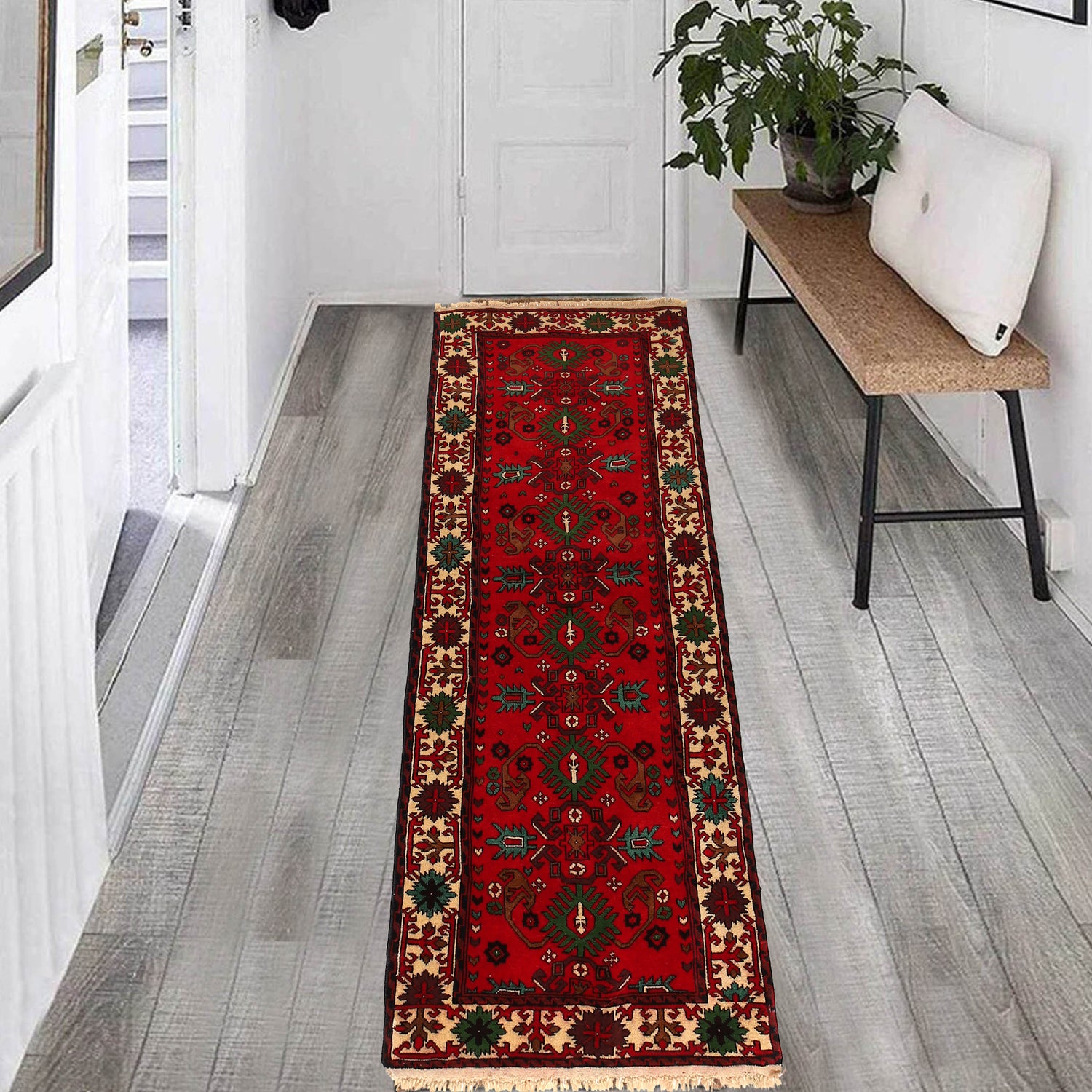Firebrick Bokhara Runner Rug 2' 4" x 5' 8" ft / 71 x 172 cm - No. G22934