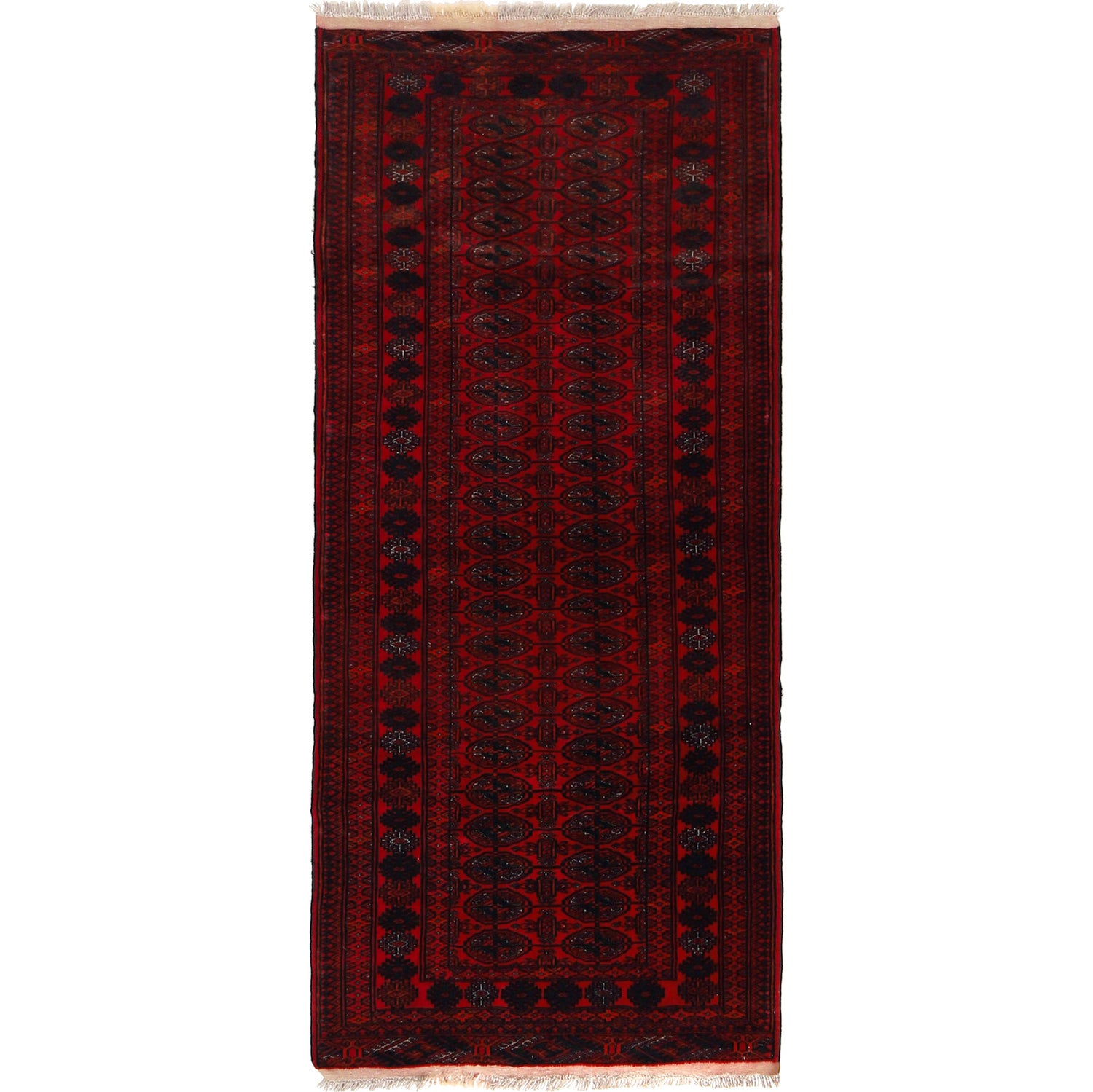 Dark Red Bokhara Runner Rug 2' 8" x 6' 1" ft / 80 x 185 cm - No. G22935
