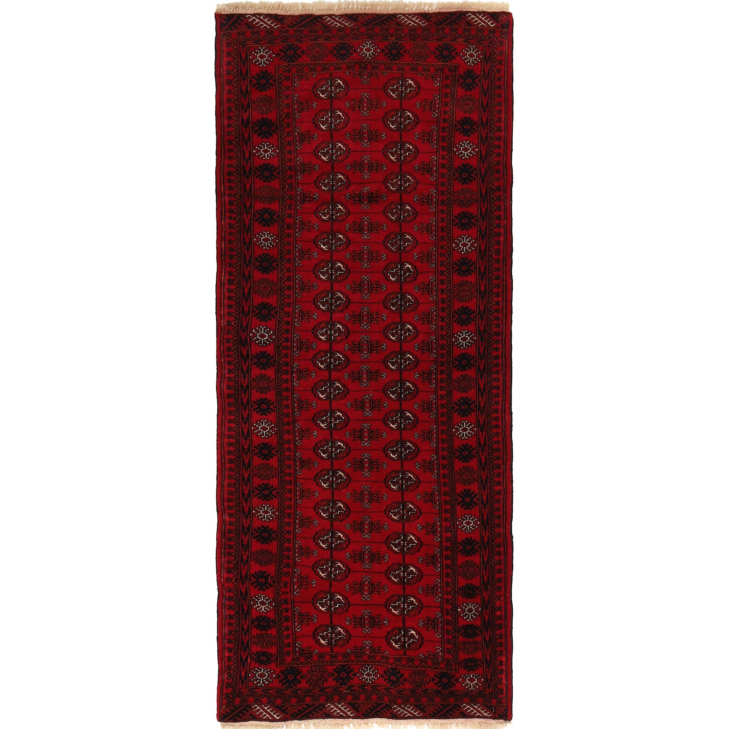 Hand Knotted Bokhara Runner Carpet 2' 6" x 6' 3" ft / 77 x 191 cm - No. G22936
