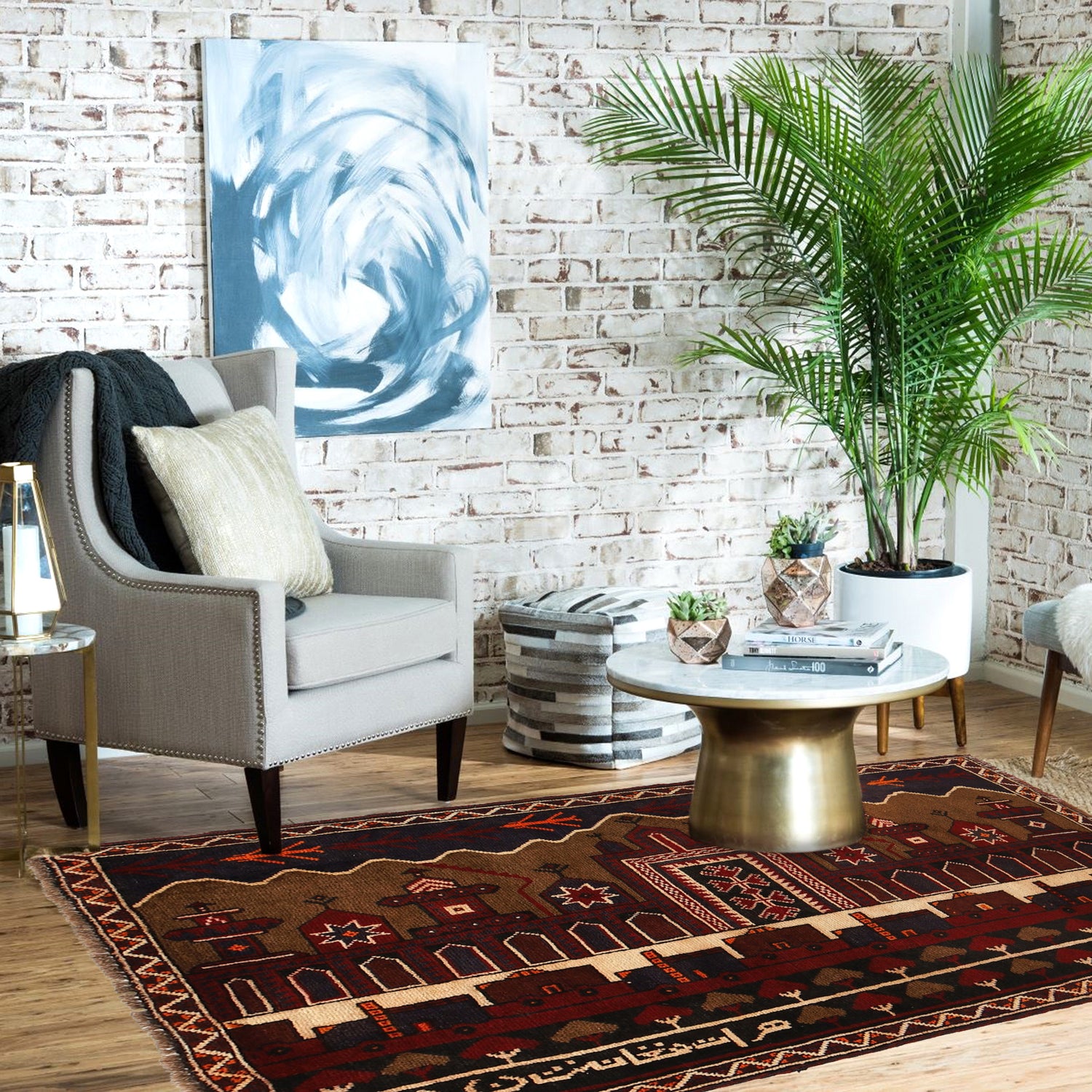 Handmade Picture Area Rug  3' 0" x 4' 9" ft / 92 x 145 cm - No. G22981