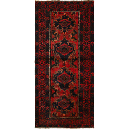 Hand Knotted Baluchi Rug 4' 0" x 8' 10" ft / 123 x 270 cm - No. G22988