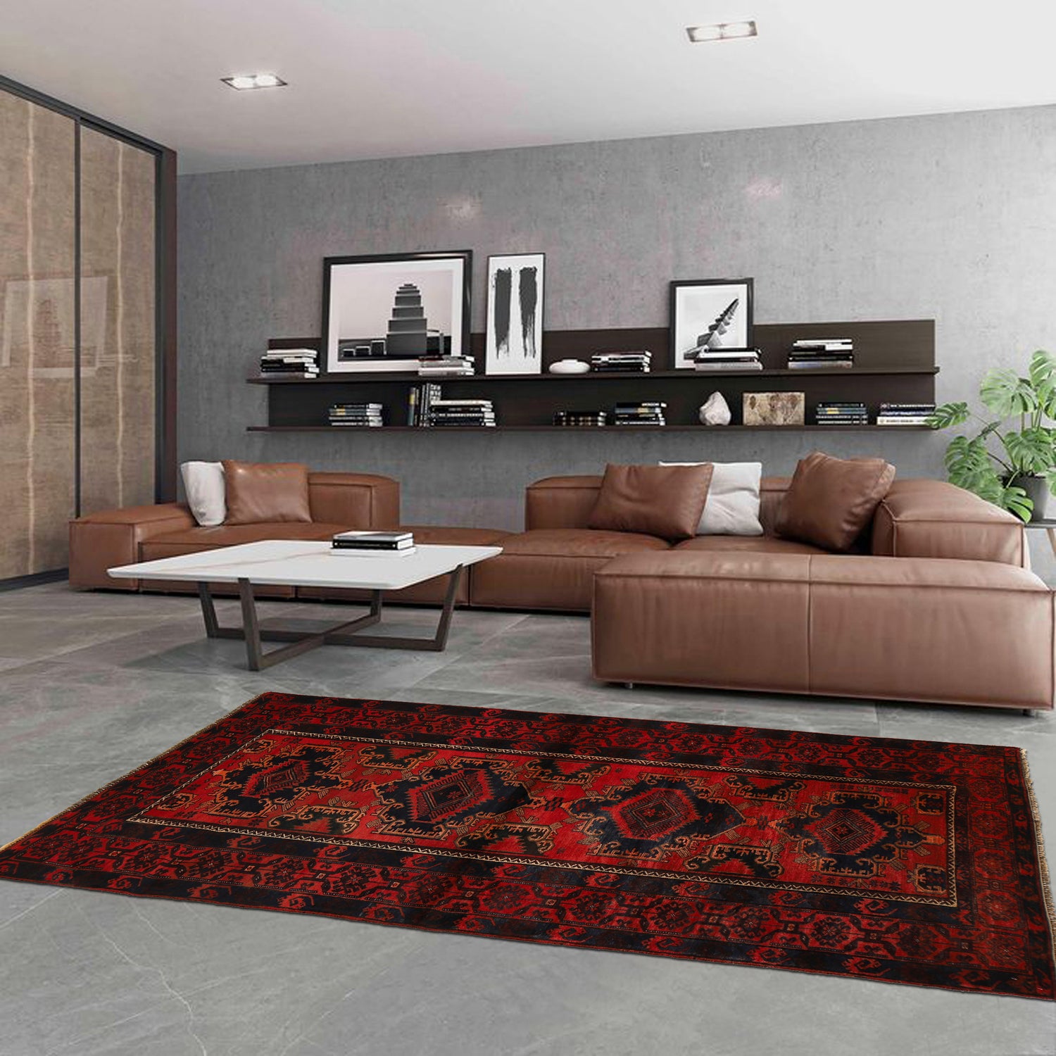 Hand Knotted Baluchi Rug 4' 0" x 8' 10" ft / 123 x 270 cm - No. G22988