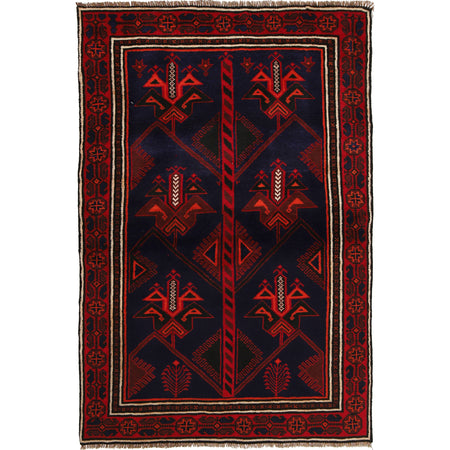 Traditional Baloch Rug 4' 2" x 6' 5" ft / 127 x 196 cm - No. G22990