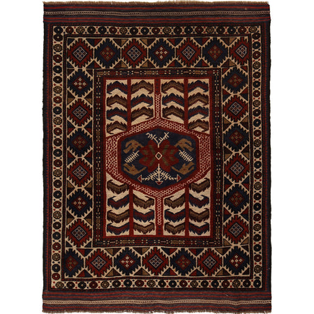 Handmade Barjista Kilim Rug 4' 5" x 5' 12" ft / 134 x 182 cm - No. G22996