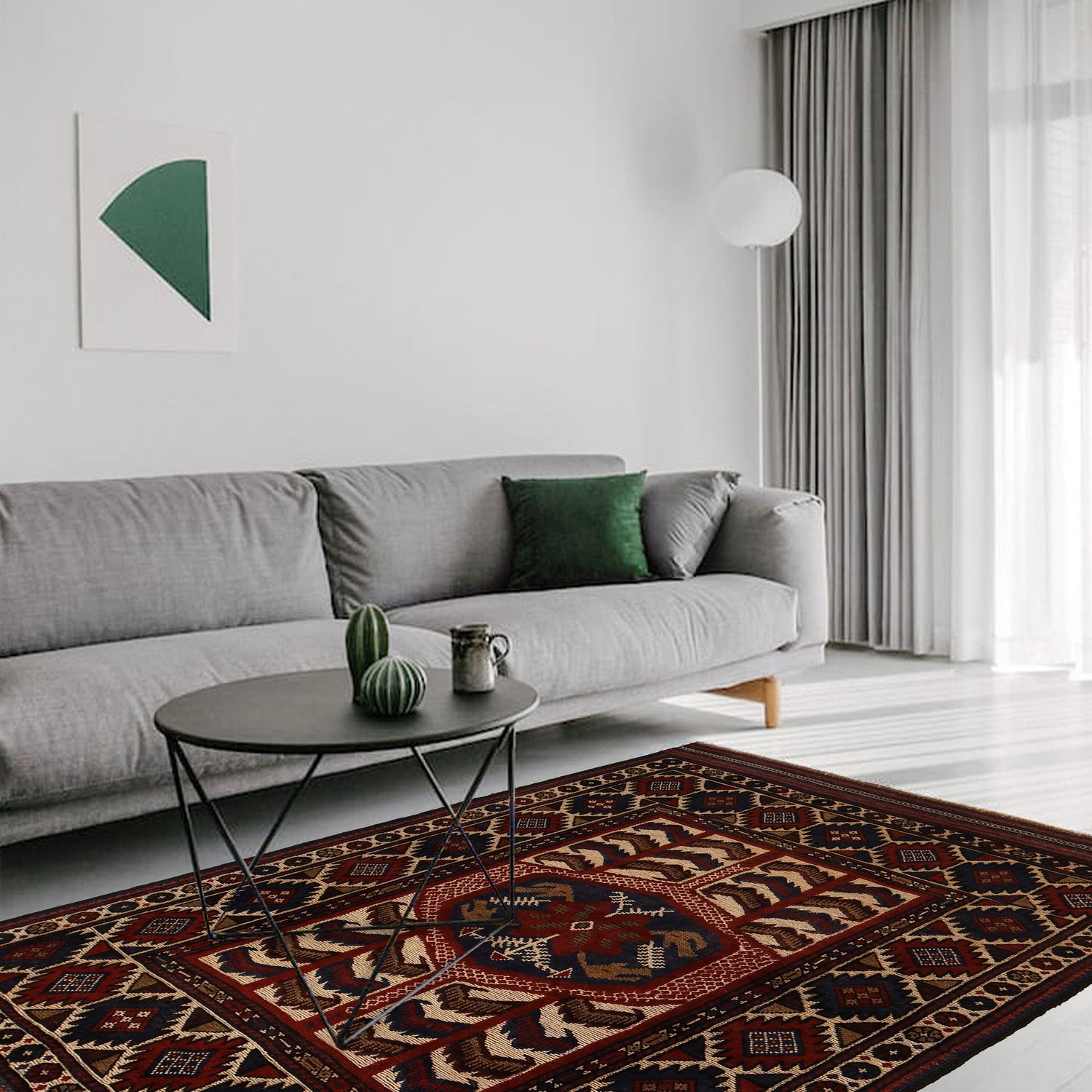 Handmade Barjista Kilim Rug 4' 5" x 5' 12" ft / 134 x 182 cm - No. G22996