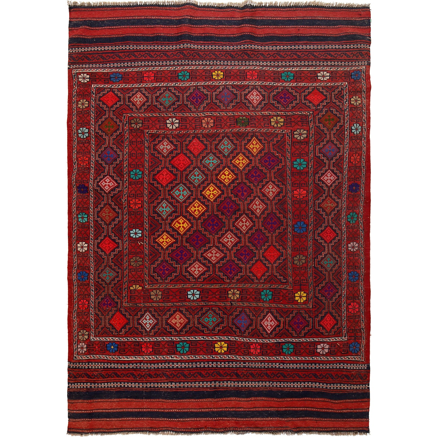 Afghan Laghari Kilim 4' 9" x 7' 3" ft / 146 x 220 cm - No. G22998