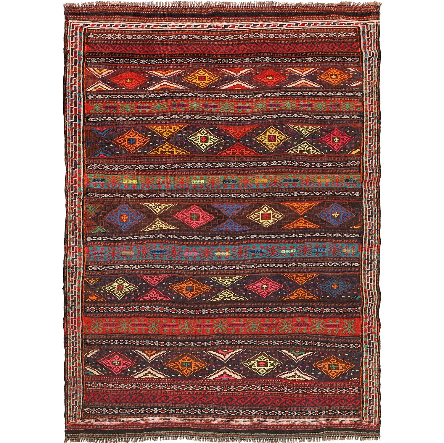 Hand Knotted Laghari Kilim 4' 6" x 6' 2" ft / 138 x 187 cm - No. G23631