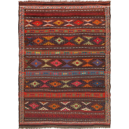 Hand Knotted Laghari Kilim 4' 6" x 6' 2" ft / 138 x 187 cm - No. G23631
