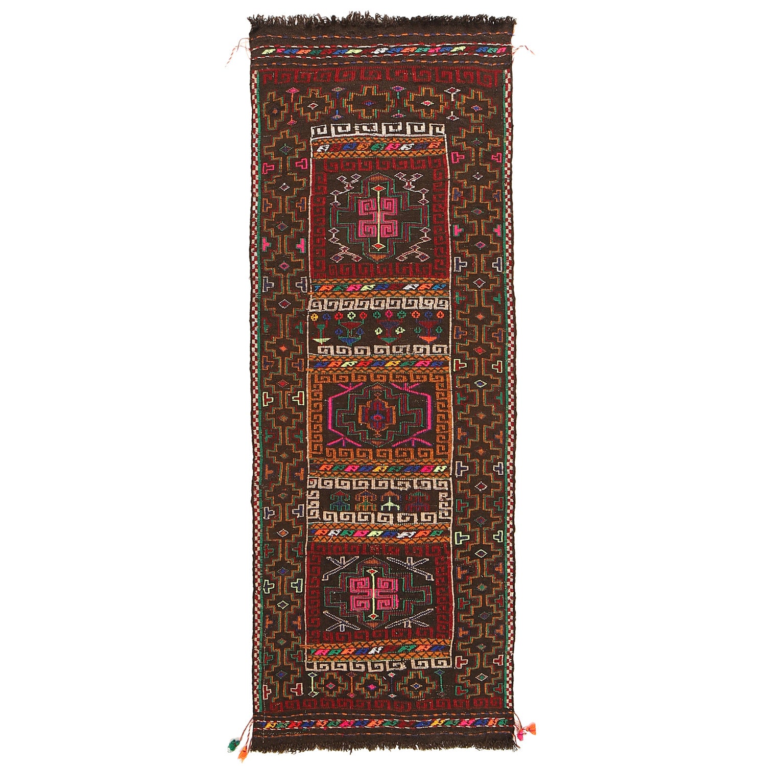 Hand Knotted Sufra Kilem Runner 2' 0" x 5' 5" ft / 60 x 164 cm - No. G23640