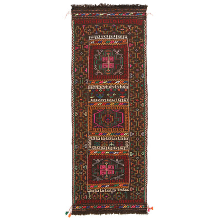 Hand Knotted Sufra Kilem Runner 2' 0" x 5' 5" ft / 60 x 164 cm - No. G23640