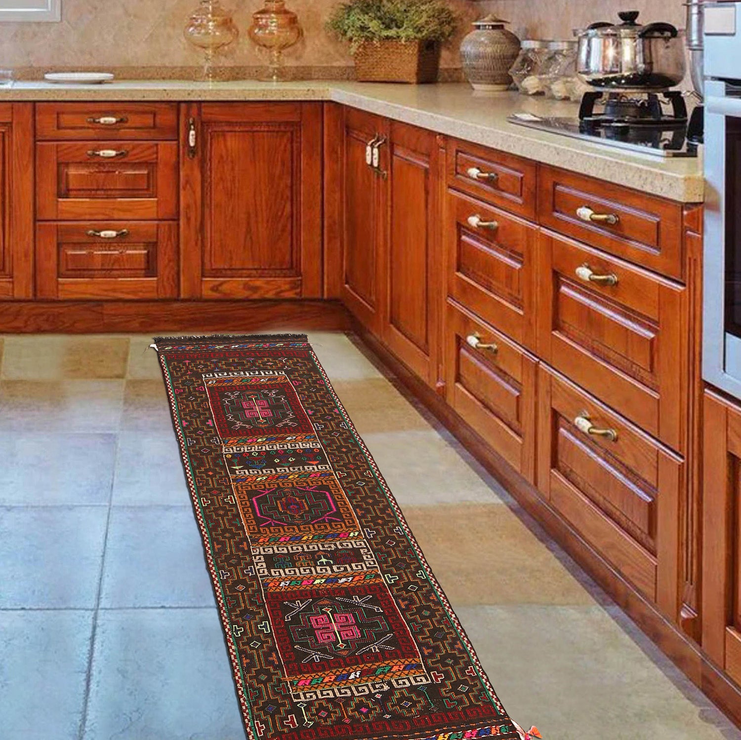 Hand Knotted Sufra Kilem Runner 2' 0" x 5' 5" ft / 60 x 164 cm - No. G23640