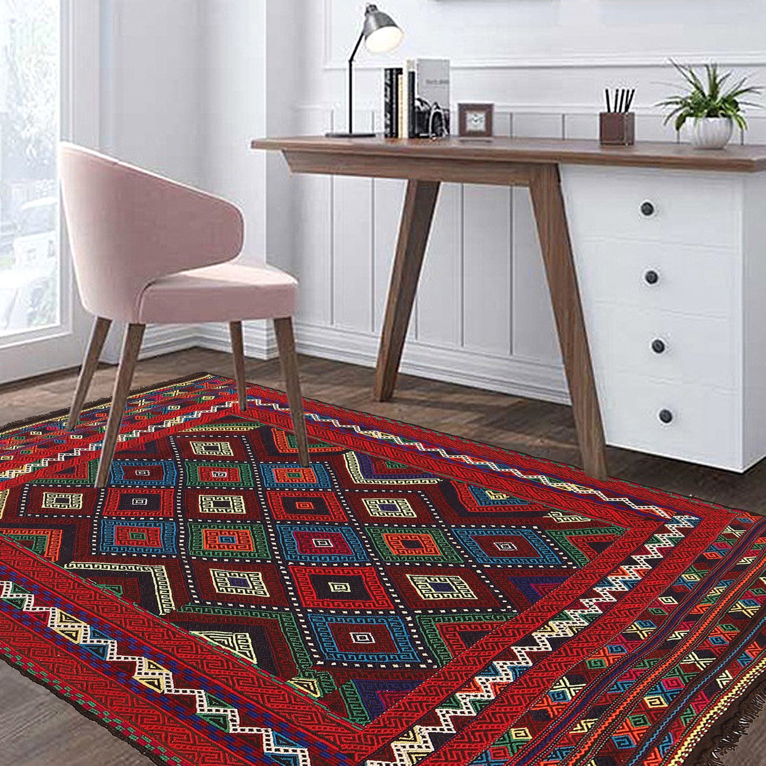 Handmade Suzani Kilim 4' 7" x 6' 4" ft / 139 x 194 cm - No. G23648