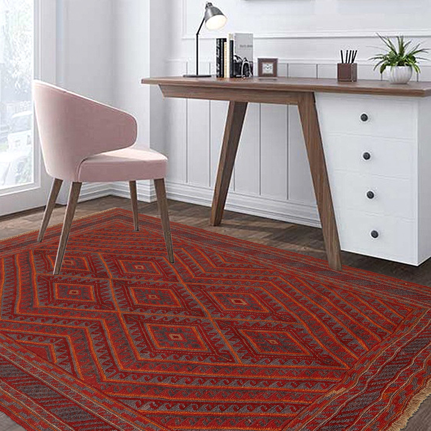 Handmade Wool Mushwani Rug 5' 0" x 6' 0" ft / 153 x 183 cm - No. G23663