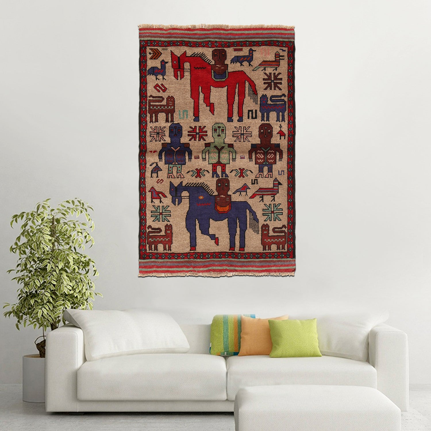 Hand Made Animal Pictoral Area Carpet 3' 1" x 4' 10" ft / 93 x 147 cm - No. G23687