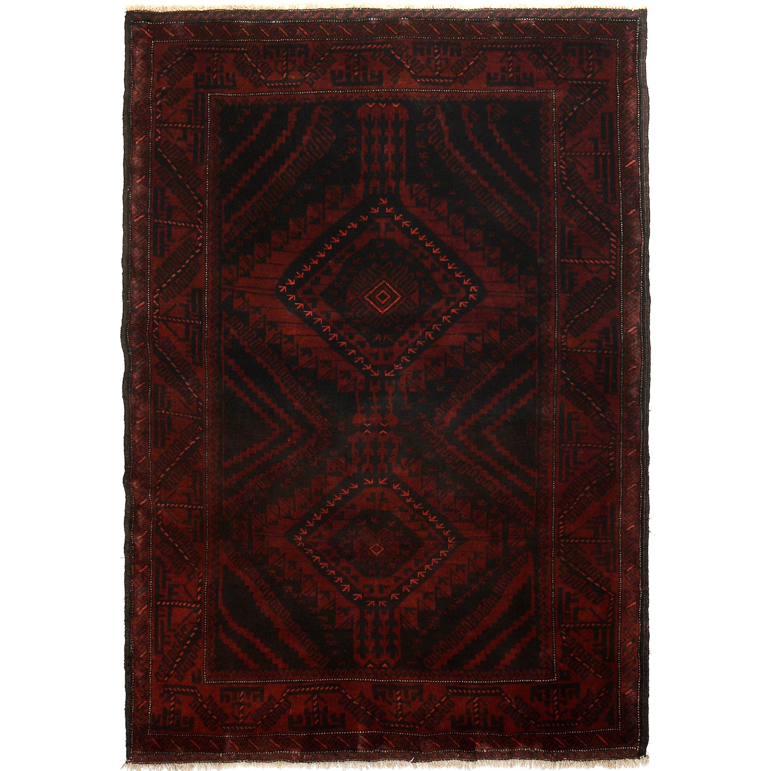 Traditional Baloch Rug 4' 3" x 6' 4" ft / 129 x 194 cm - No. G23716