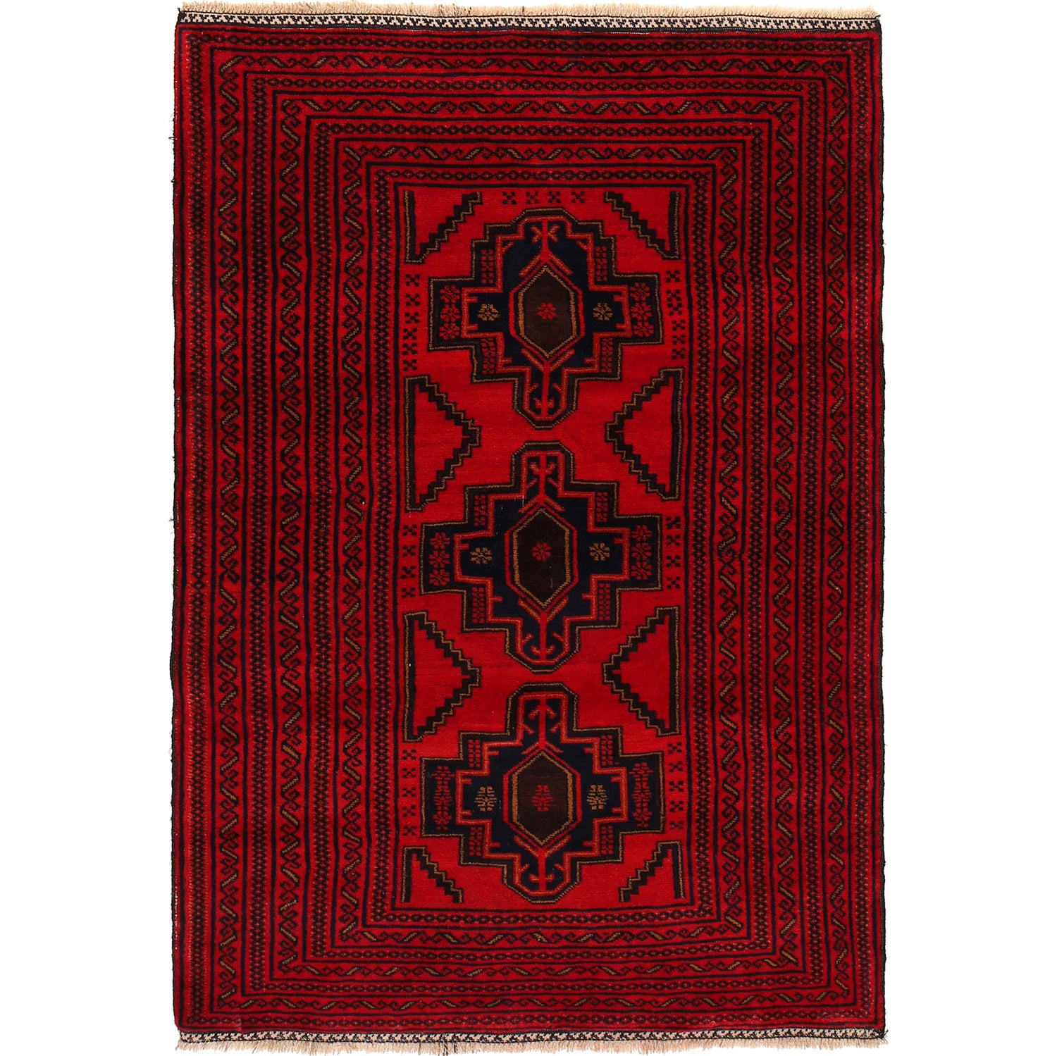 Traditional Baloch Rug 4' 1" x 6' 1" ft / 125 x 186 cm - No. G23718