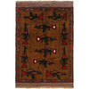 Authentic Afghan War Area Rug 3' 3" x 4' 9" ft / 98 x 146 cm - No. G23789