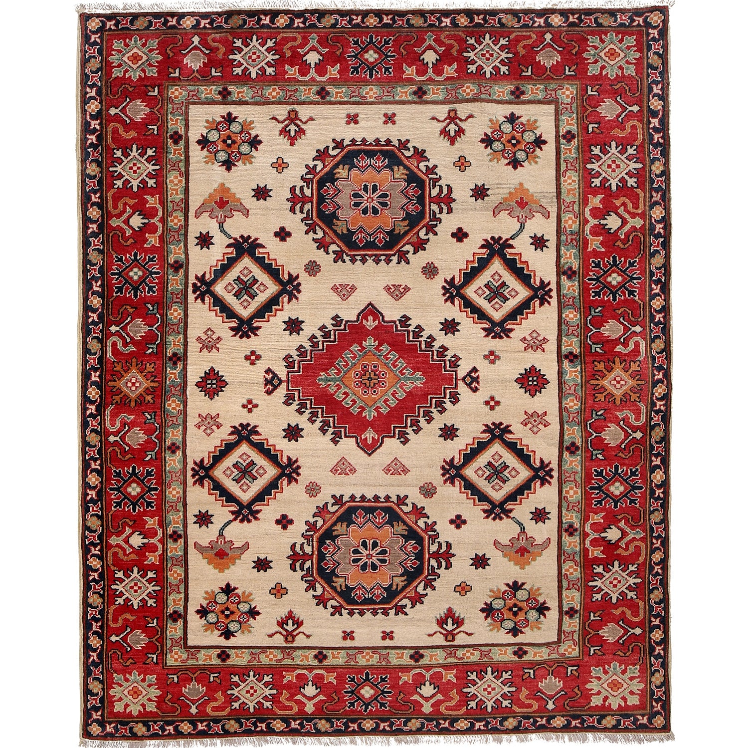 Handmade Kazak Area Rug 5' 1" x 6' 3" ft / 154 x 190 cm - No. G24120