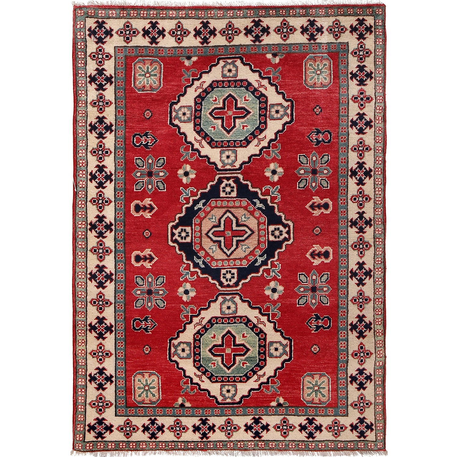 Hand knotted Kazak Rugs 4' 0" x 5' 9" ft / 122 x 175 cm - No. G24124