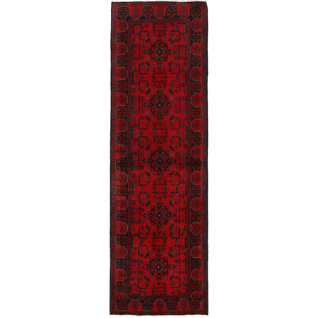 Red Color Afghan Area Runner Rug 2' 9" x 9' 9" ft / 83 x 296 cm - No. B24138