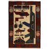 Afghan War Rug – Military Design 2' 0" x 2' 11" ft / 61 x 89 cm - No. G24146