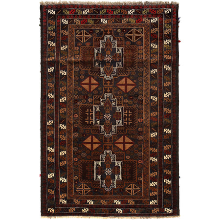 Handmade Baluchi Rug 4' 0" x 6' 1" ft / 122 x 186 cm - No. G24202