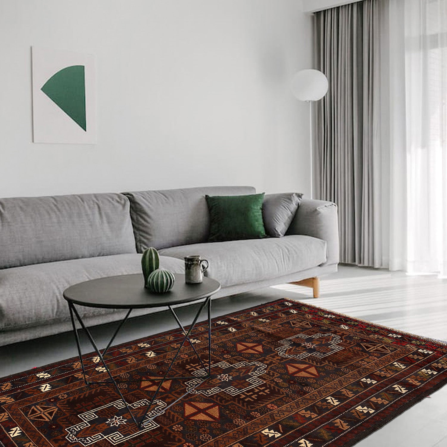 Handmade Baluchi Rug 4' 0" x 6' 1" ft / 122 x 186 cm - No. G24202