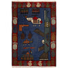 Afghan War Rug – Military Design 2' 0" x 2' 11" ft / 62 x 90 cm - No. G24255