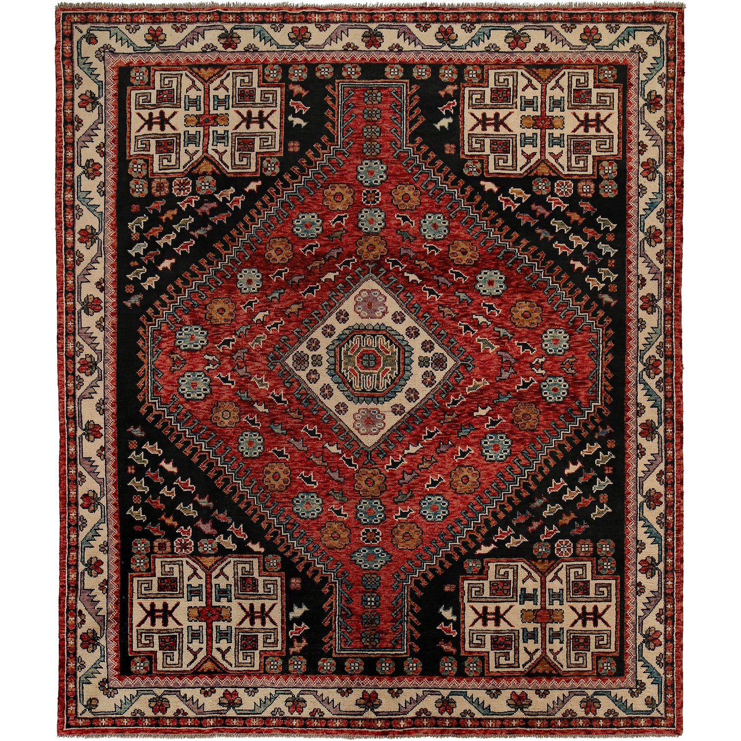 Black Color Shiraz Carpet 8' 4" x 9' 9" ft / 255 x 297 cm - No. G24357