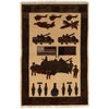 Handmade Afghan War Area Rug 2' 1" x 3' 1" ft / 63 x 94 cm - No. G24383