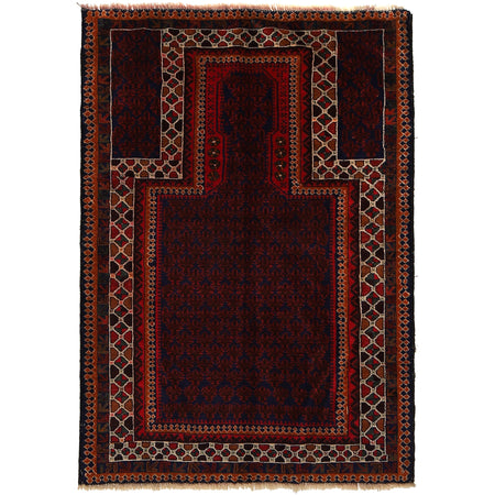 Handmade Prayer Rug 3' 1" x 4' 5" ft / 95 x 135 cm - G24832