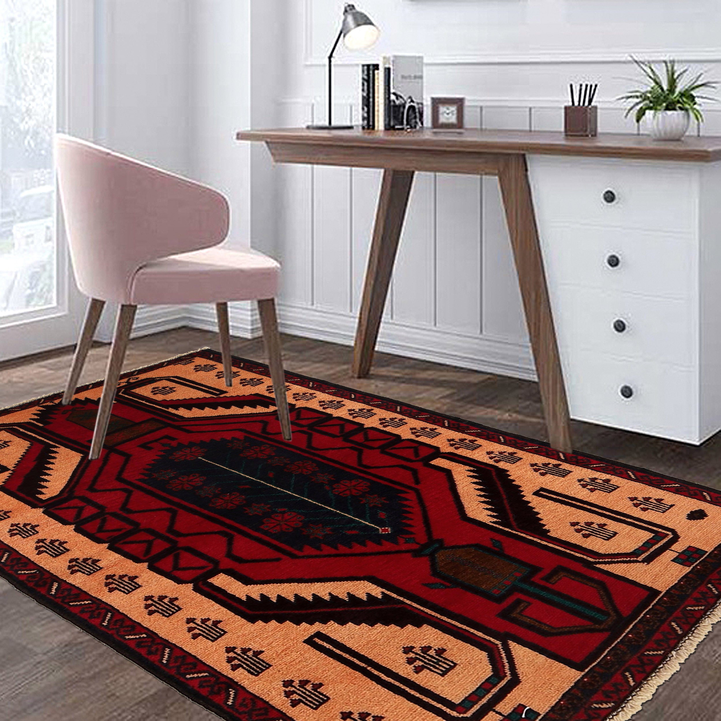 Beige Color Baluchi Rug 2' 11" x 4' 9" ft / 90 x 146 cm - No. G24838